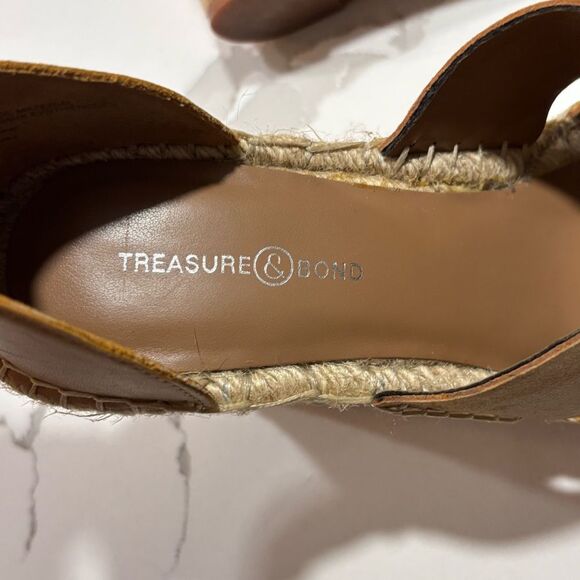Treasure & Bond | Tan Leather Platform Espadrilles Wedge Sandals Women’s Size 8 - Picture 11 of 11